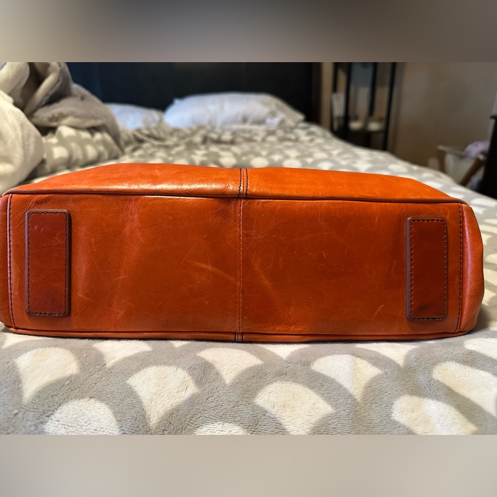HOBO Salina Russet Orange Leather Satchel / Shoulder Bag - Picture 5 of 14